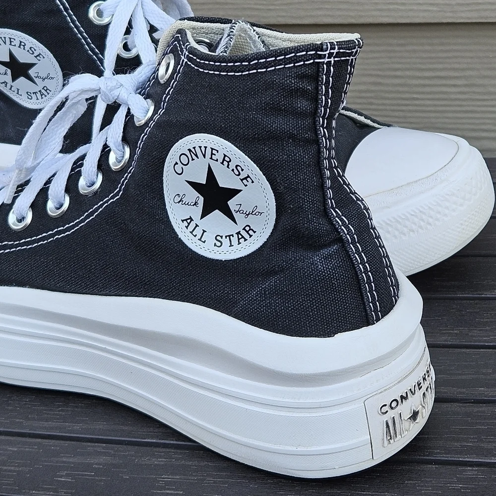 CONVERSE Chuck Taylor All Star Move Hi Black 568497C Chunky Platform Women's 9 - Picture 2 of 16